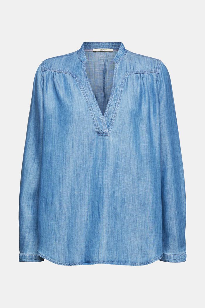 En TENCEL™: blusa de aspecto denim, BLUE MEDIUM WASHED, detail image number 6