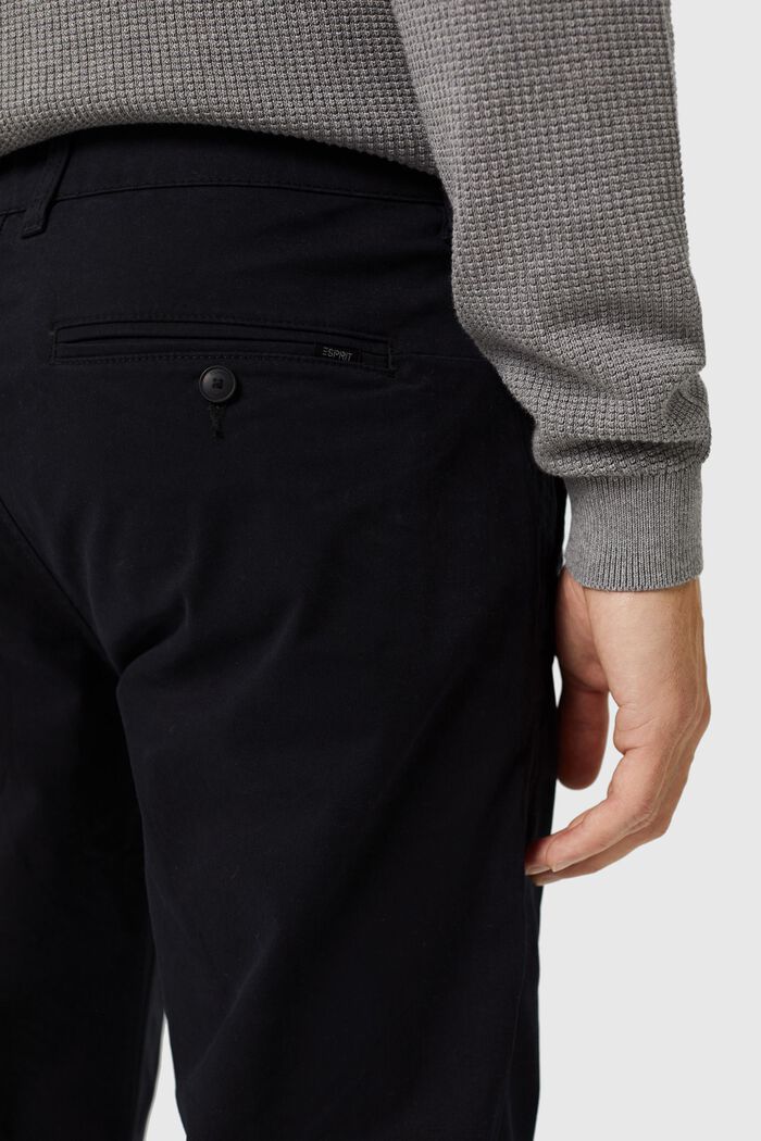 Pantalón chino de corte recto en algodón ecológico, BLACK, detail image number 3