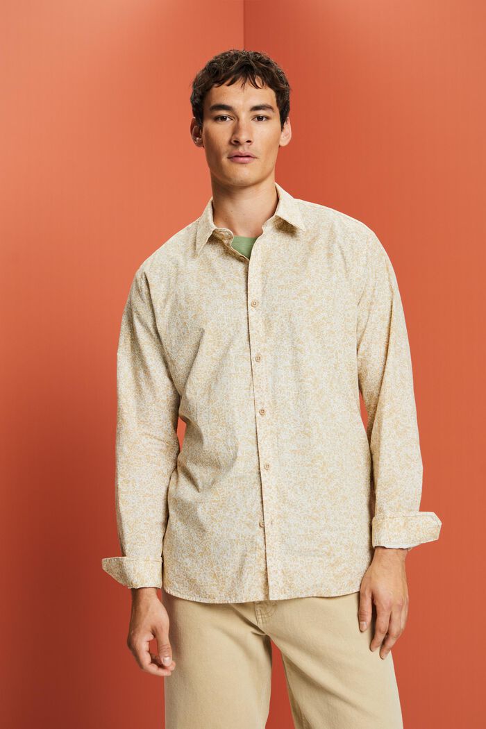 Camisa estampada, 100% algodón, SAND, detail image number 0