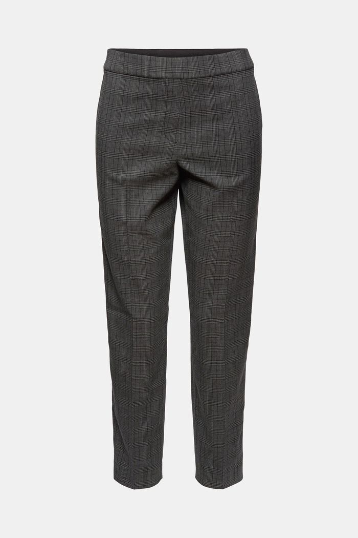 Pantalones de largo tobillero con diseño de cuadros y cintura elástica, DARK GREY, detail image number 6