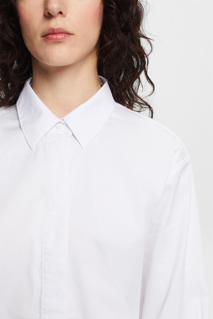 Blusa camisera con corte holgado, WHITE, detail image number 3