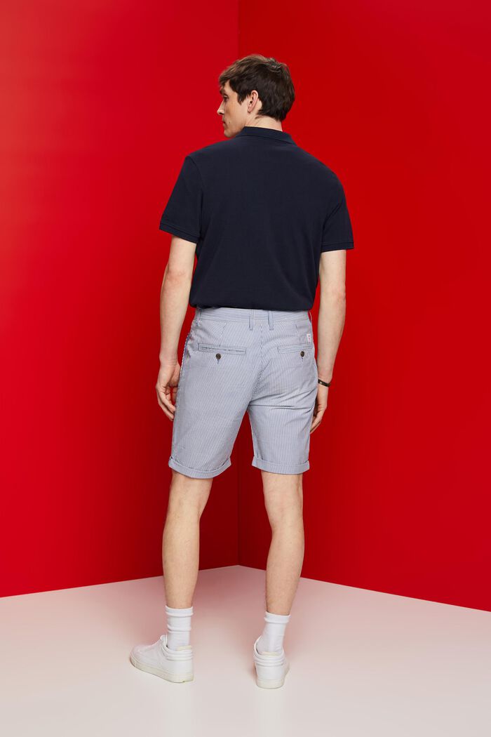 Pantalón corto estilo chino a rayas, 100% algodón, BLUE, detail image number 3