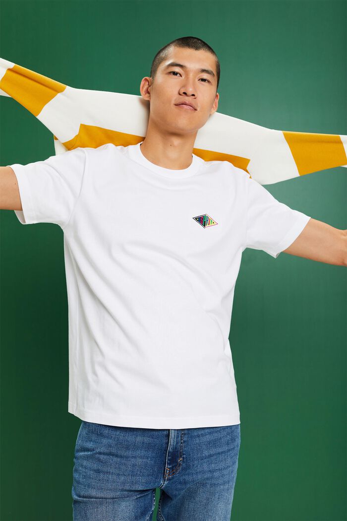 Camiseta en jersey de algodón con logotipo, WHITE, detail image number 5