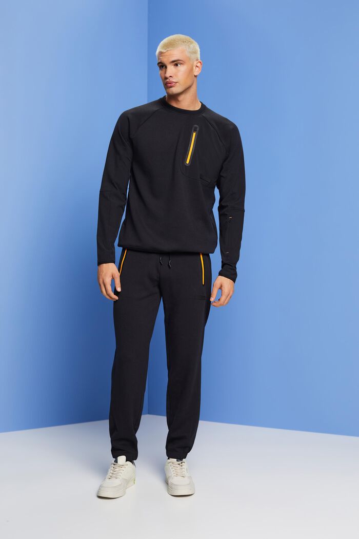 Pantalón deportivo con cremallera en contraste, BLACK, detail image number 1
