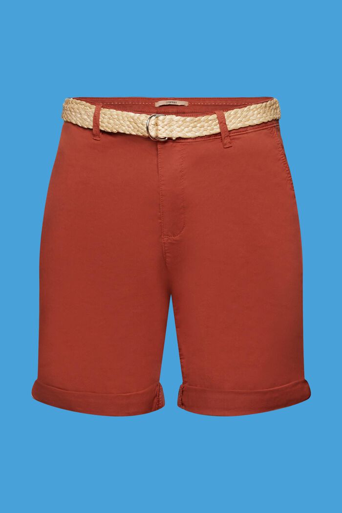 Shorts con cinturón trenzado de rafia extraíble, TERRACOTTA, detail image number 6