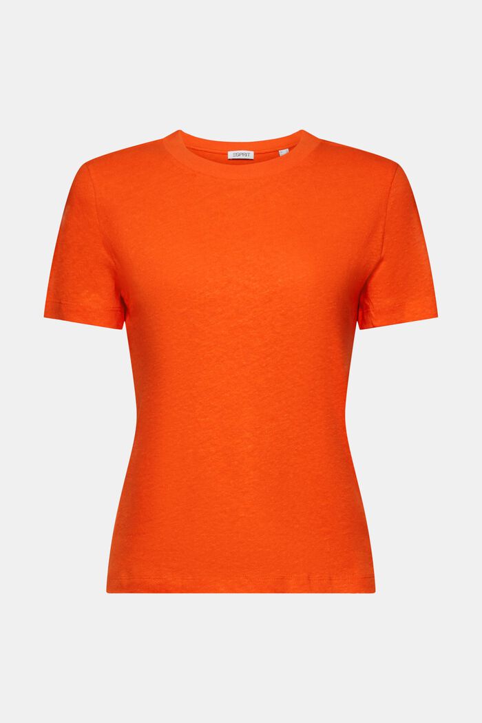 Camiseta de algodón y lino, BRIGHT ORANGE, detail image number 6