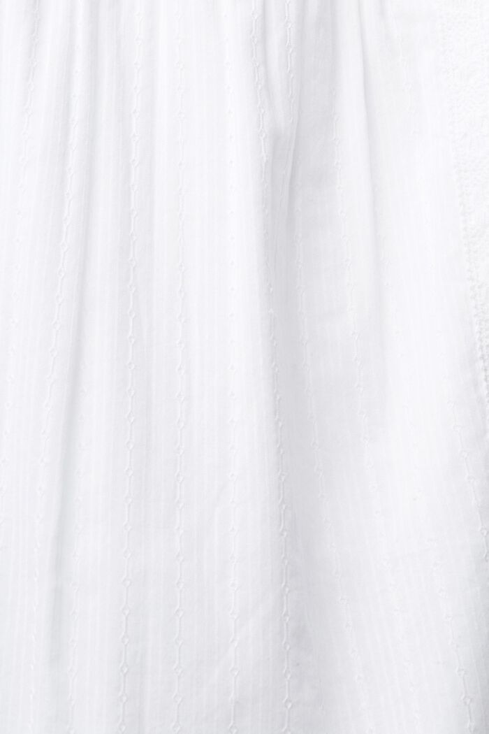 Blusa con encaje calado y mangas avolantadas, WHITE, detail image number 4