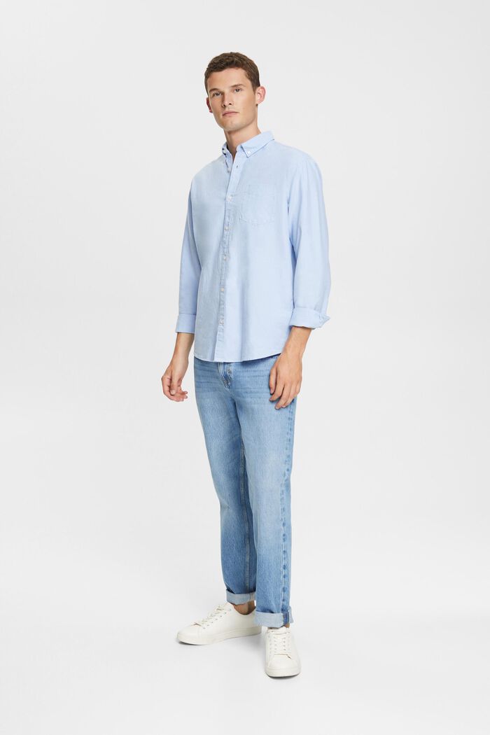 Camisa con cuello abotonado, 100% algodón, LIGHT BLUE, detail image number 4