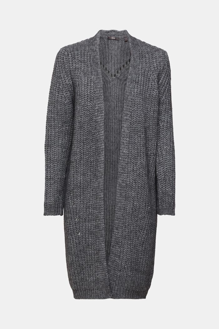 Con lana/alpaca: chaqueta larga de punto, MEDIUM GREY, detail image number 6