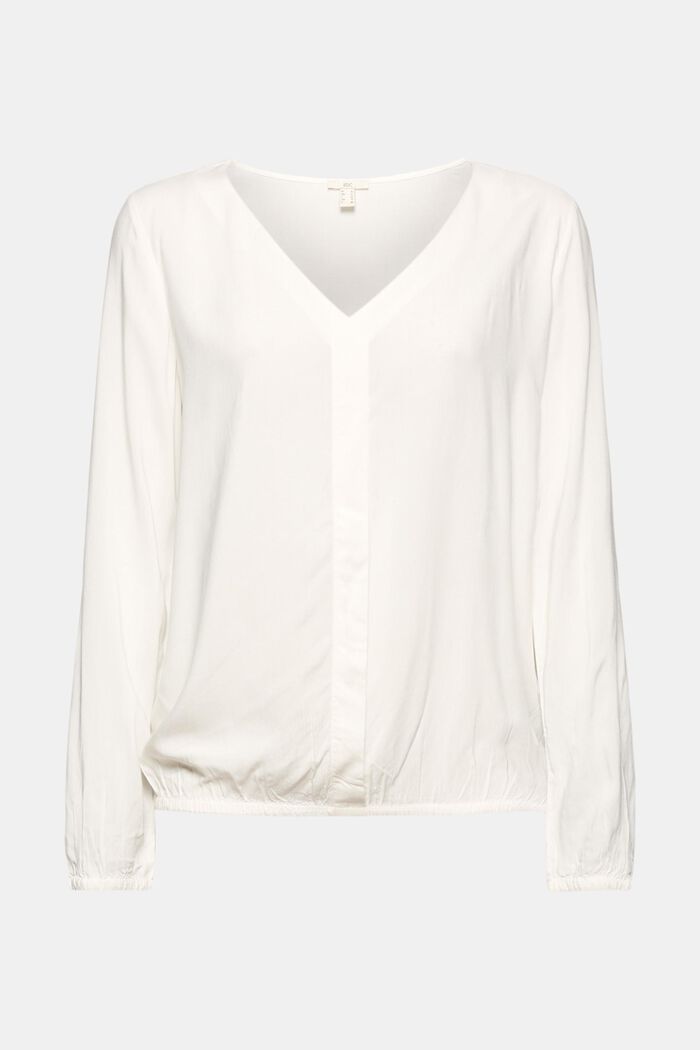 Blusa de escote en pico en LENZING™ ECOVERO™, OFF WHITE, detail image number 0