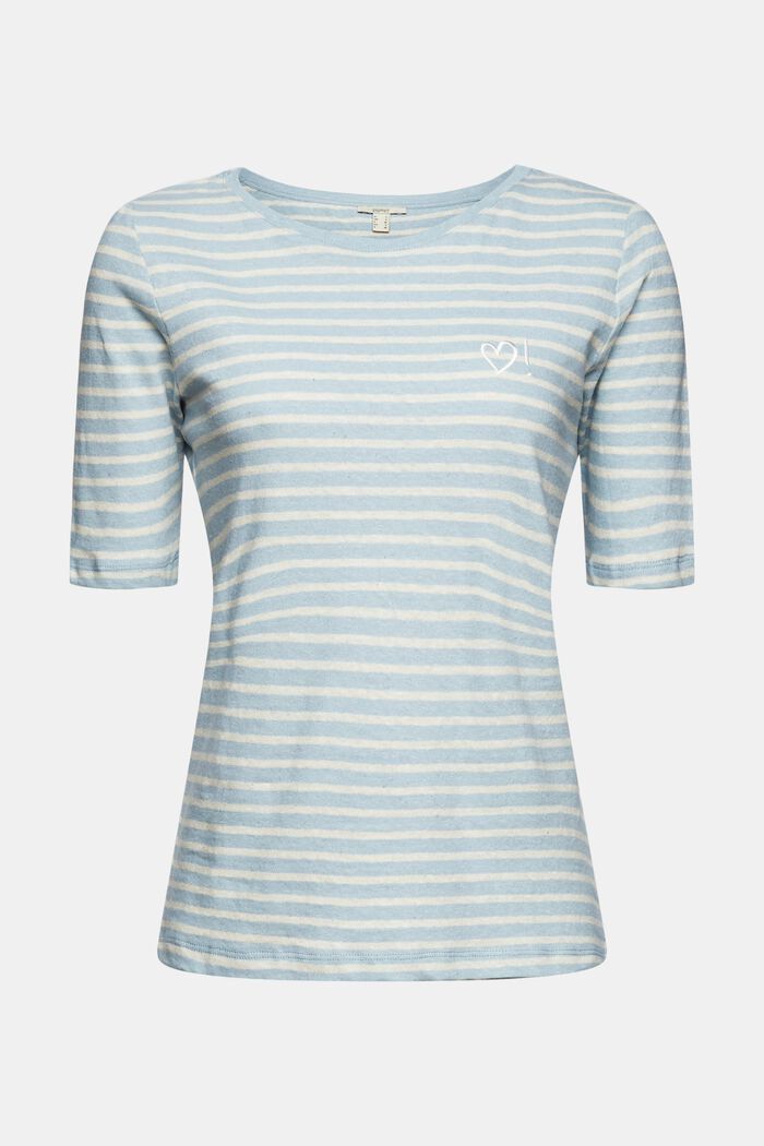 Con lino: camiseta con diseño bordado, LIGHT BLUE, detail image number 6