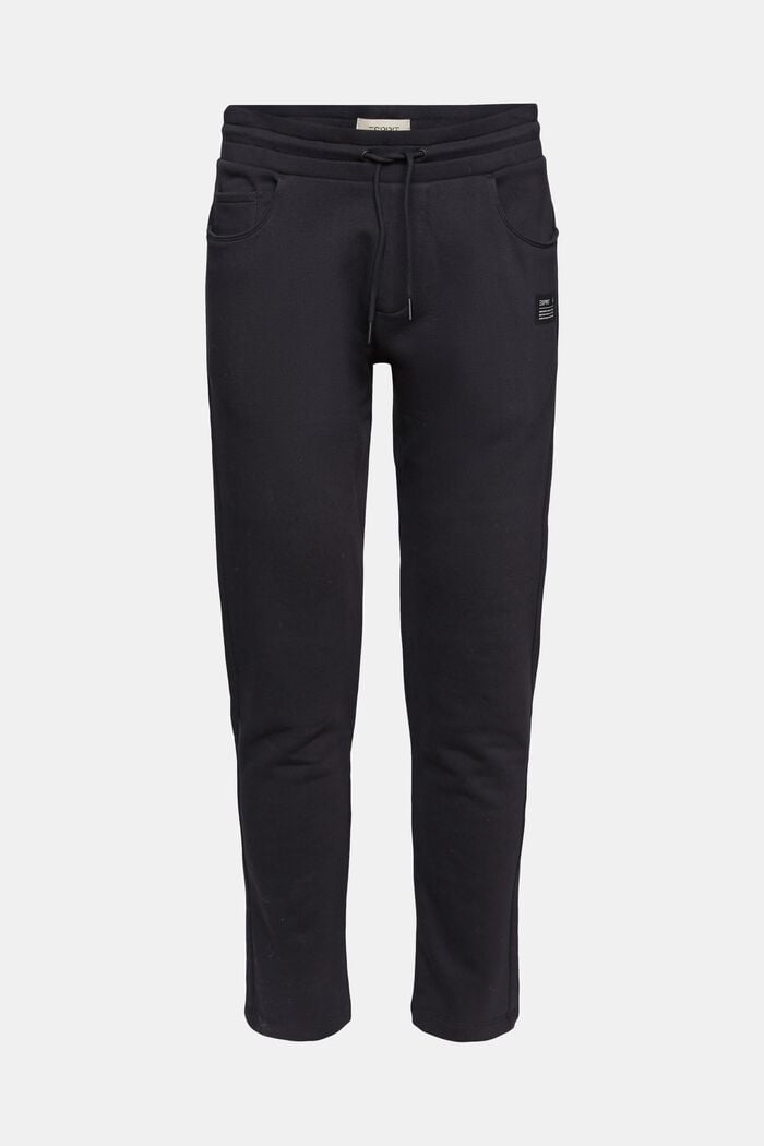 Pantalón jogging ajustado en mezcla de algodón, BLACK, overview