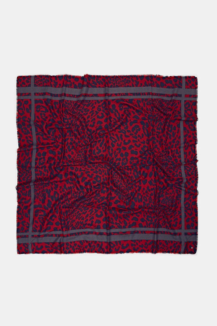 Reciclada: bufanda con estampado de leopardo, DARK RED, detail image number 2