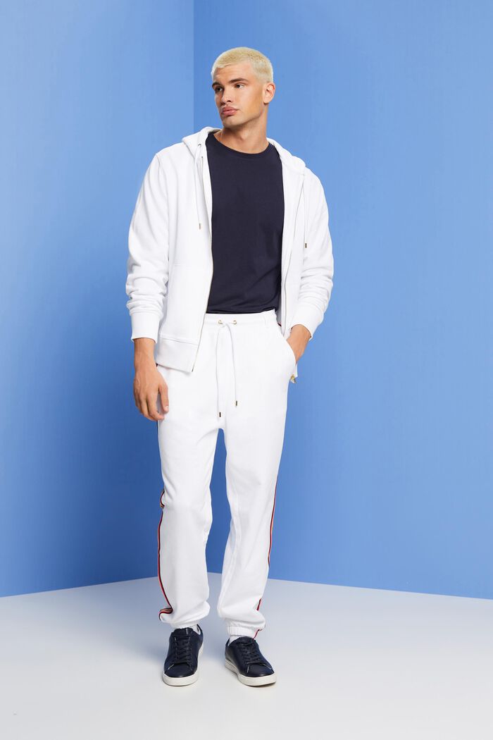 Pantalón deportivo de algodón a rayas, WHITE, detail image number 1