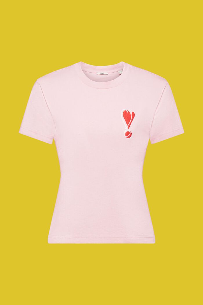 Camiseta de algodón con motivo de corazón bordado, PINK, detail image number 6