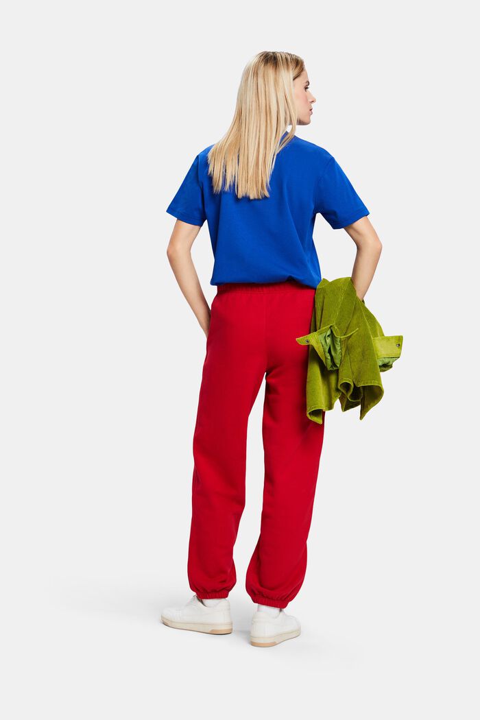 Pantalones de felpa unisex de algodón con logotipo, RED, detail image number 6