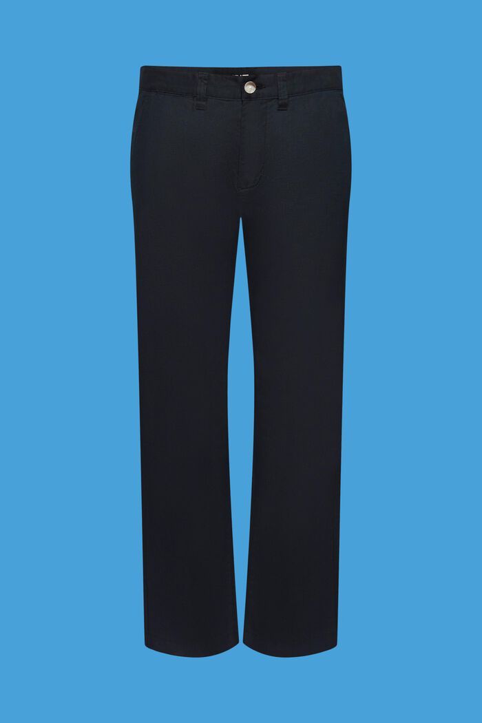 Pantalones en mezcla de algodón y lino, BLACK, detail image number 6