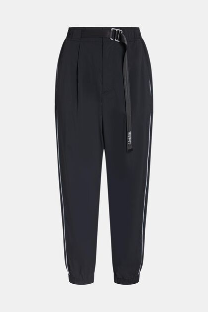 Pantalón deportivo de cintura alta con hebilla, BLACK, overview