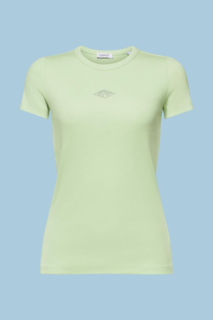 Camiseta con logotipo de strass, LIGHT GREEN, detail image number 7