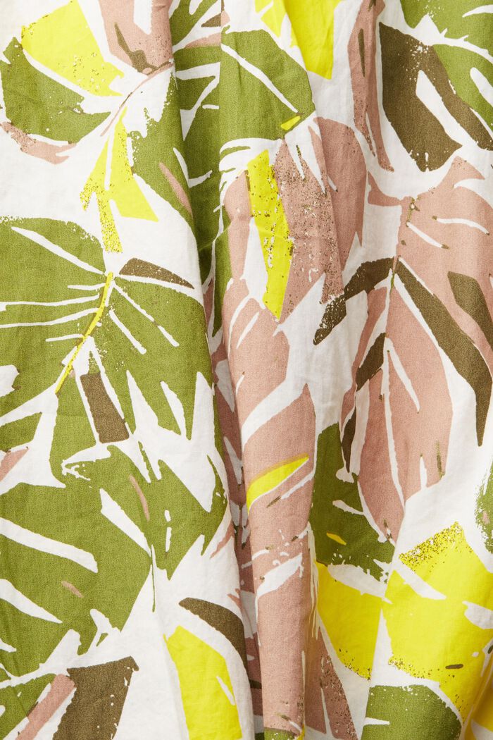 Camisa con estampado de hojas tropical, LIGHT BEIGE, detail image number 4