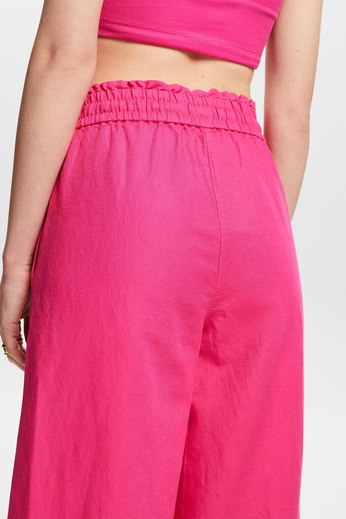 Pantalones de algodón y lino, PINK FUCHSIA, detail image number 3