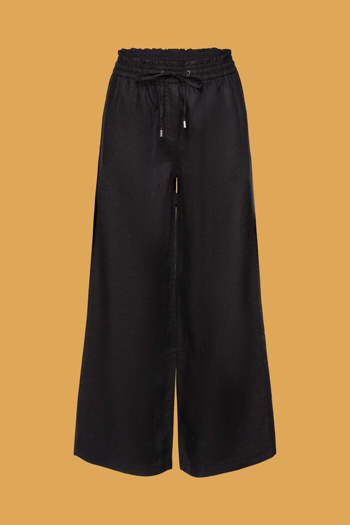 Pantalones de lino de corte ancho, BLACK, detail image number 6