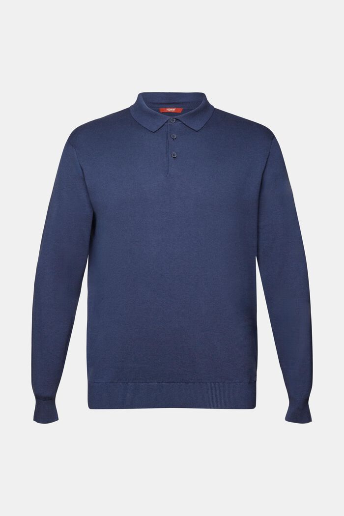 Jersey de punto con un cuello estilo polo, TENCEL™, GREY BLUE, detail image number 5