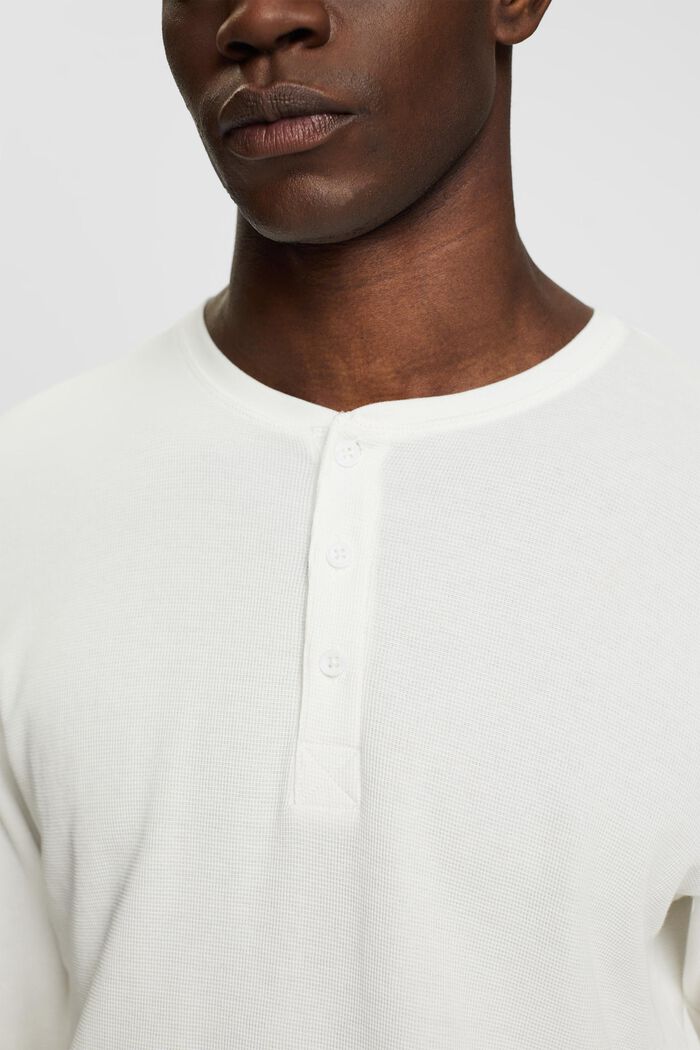 Camiseta de manga larga en piqué apanalado, OFF WHITE, detail image number 2