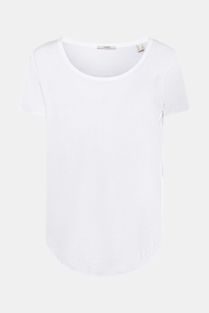 Camiseta de viscosa con cuello redondo y ancho, WHITE, detail image number 5
