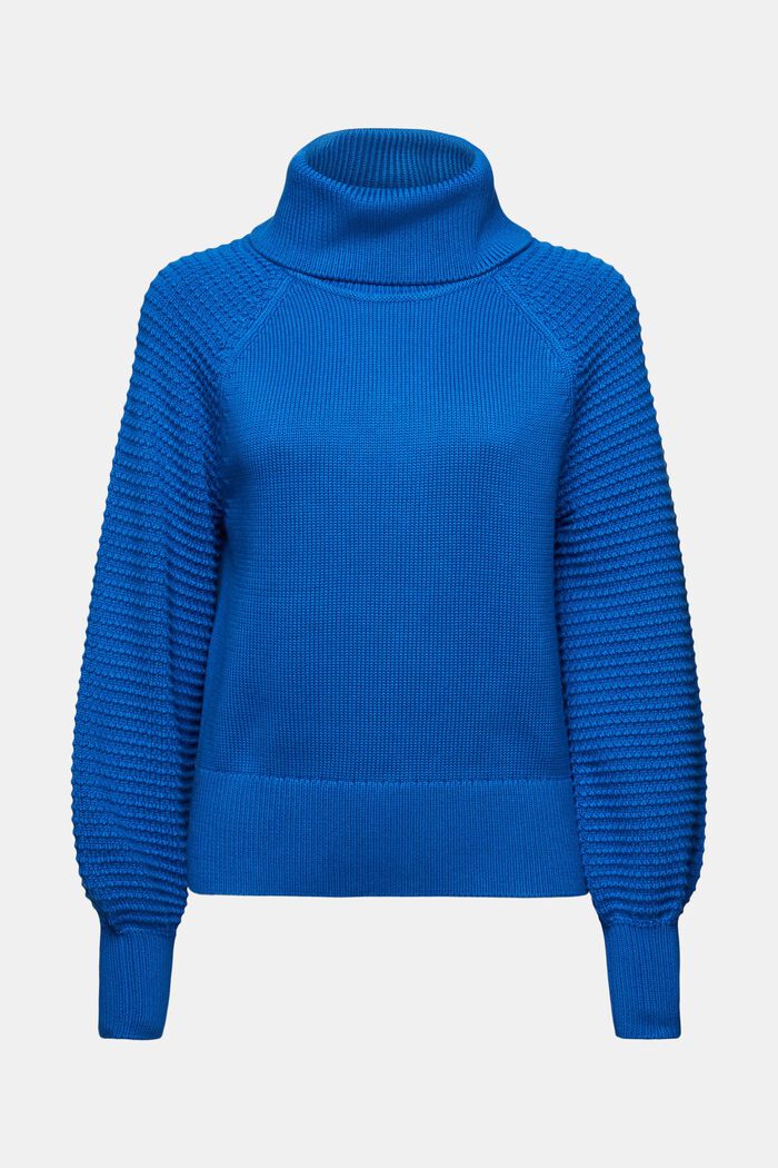 Jersey de algodón con cuello alto, BRIGHT BLUE, detail image number 6