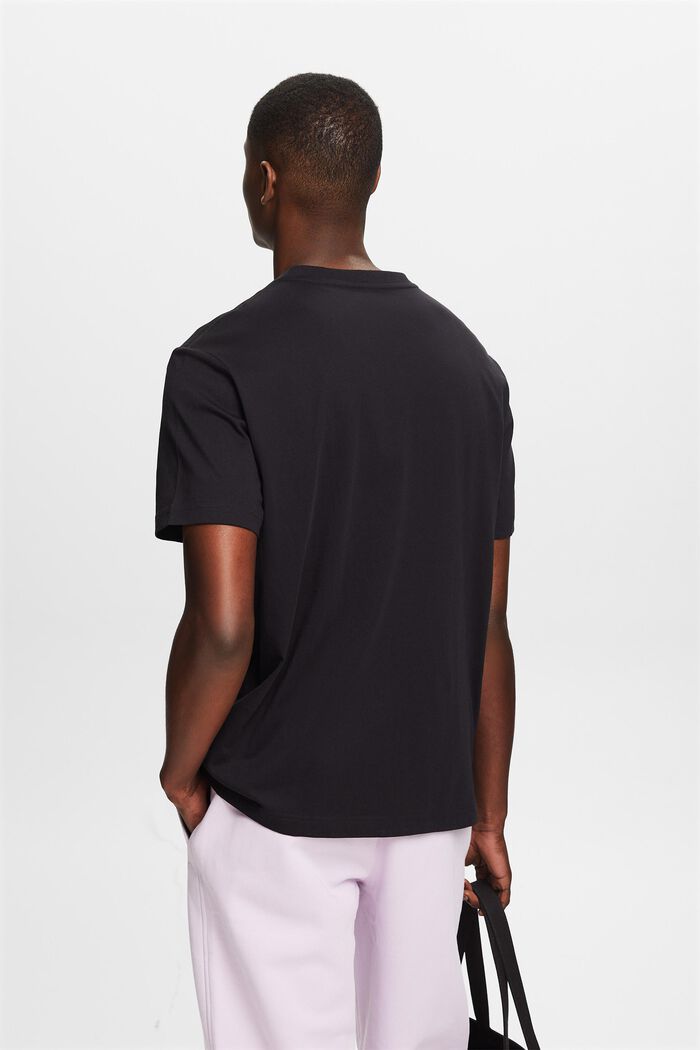 Camiseta en algodón ecológico y cuello enpico, BLACK, detail image number 2