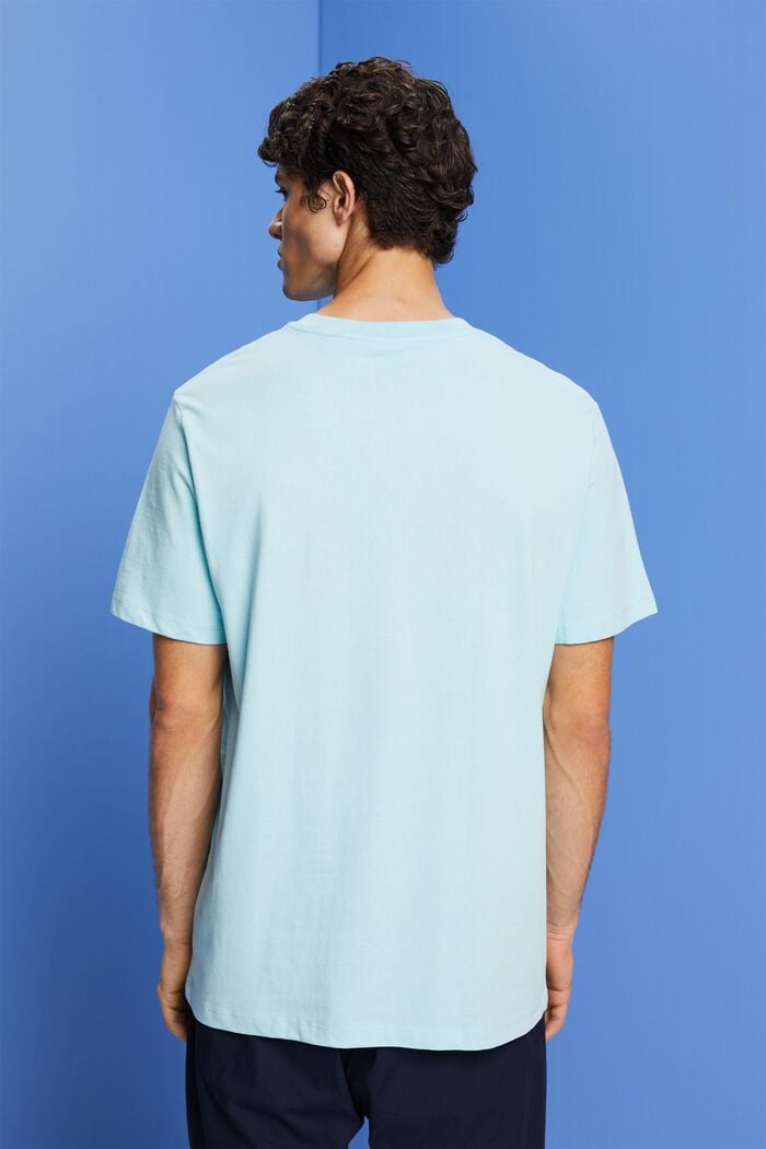 Camiseta con estampado en el pecho, 100% algodón, LIGHT TURQUOISE, detail image number 3