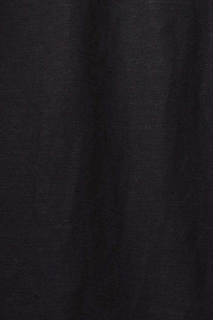 Minivestido camisero en mezcla de lino, BLACK, detail image number 5