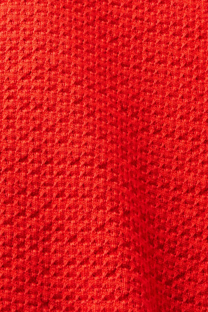 Jersey de cuello redondo con textura, RED, detail image number 5
