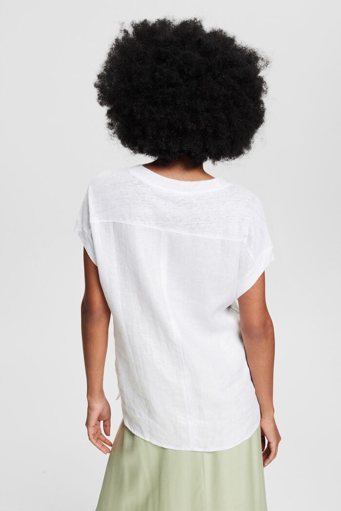 Camiseta en 100% lino, WHITE, detail image number 3