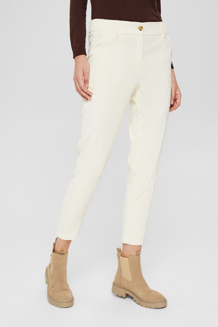 Reciclado: pantalón tobillero de pana, OFF WHITE, detail image number 0