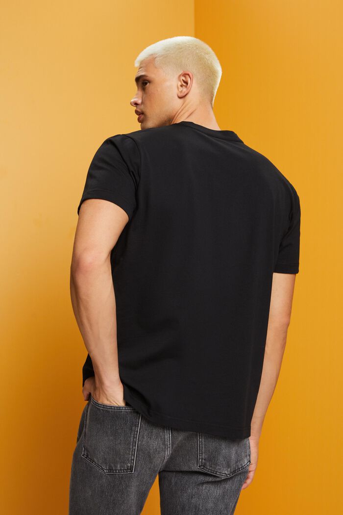 Camiseta de algodón ecológico con estampado geométrico, BLACK, detail image number 3