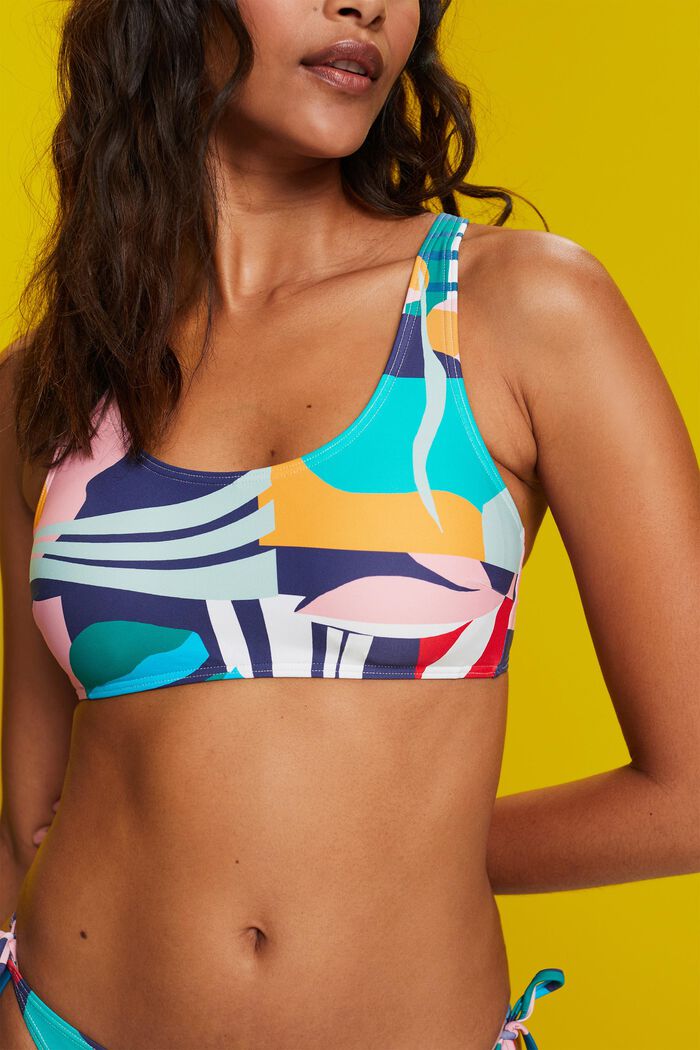 Top de bikini con diseño corto, con relleno y estampado, INK, detail image number 1