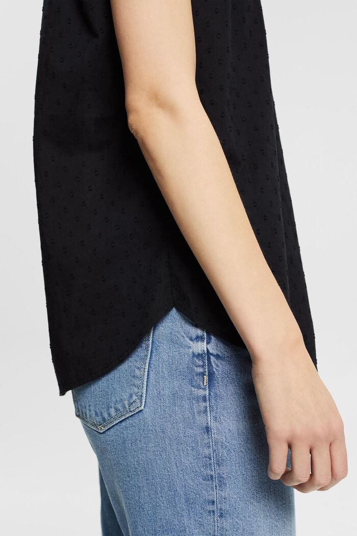 Blusa con textura dobby, 100% algodón, BLACK, detail image number 5