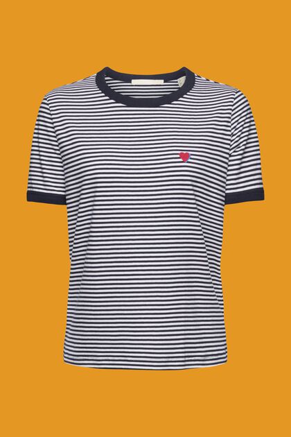 Camiseta de algodón con diseño a rayas y motivo bordado