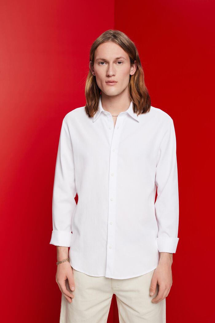 Camisa de corte ajustado, WHITE, detail image number 0
