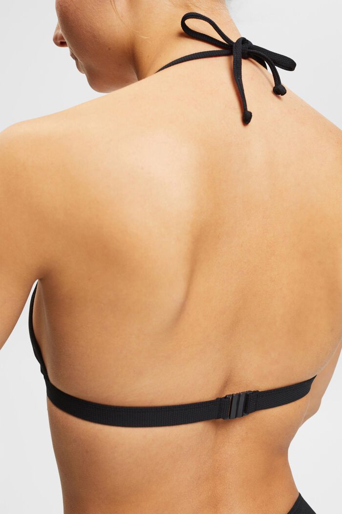 Top de bikini con cuello halter y lazos, BLACK, detail image number 3