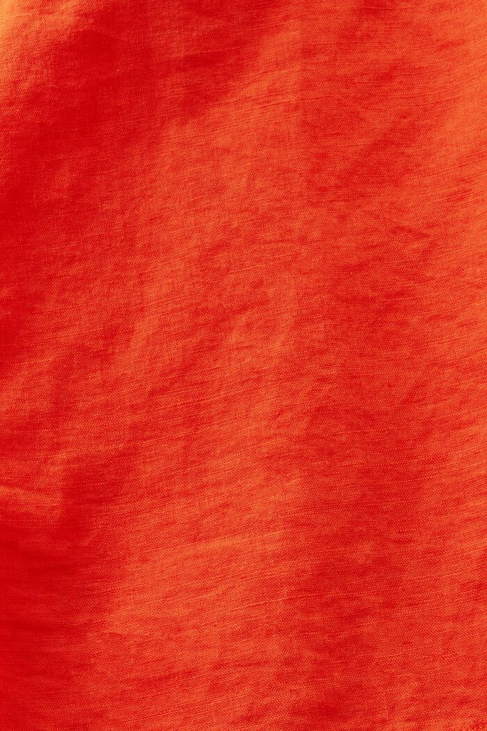 Blusa camisera de algodón y lino, BRIGHT ORANGE, detail image number 5