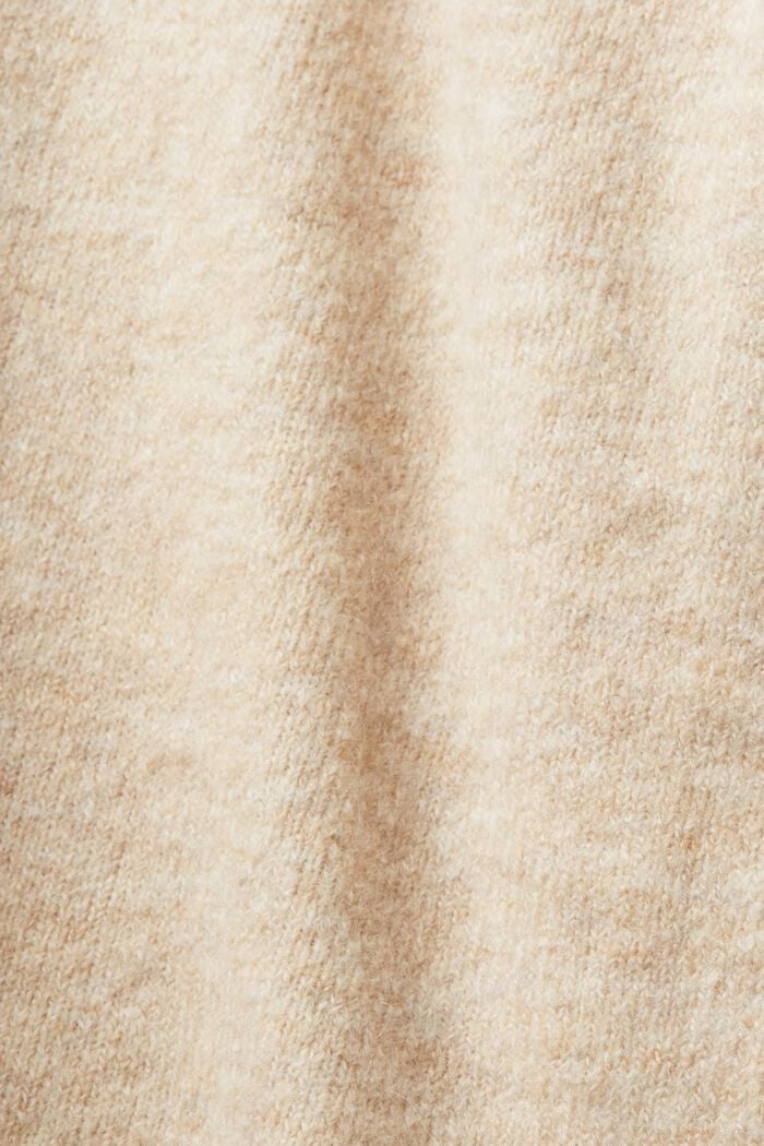 Jersey de cuello pico en mezcla de lana, SAND, detail image number 4