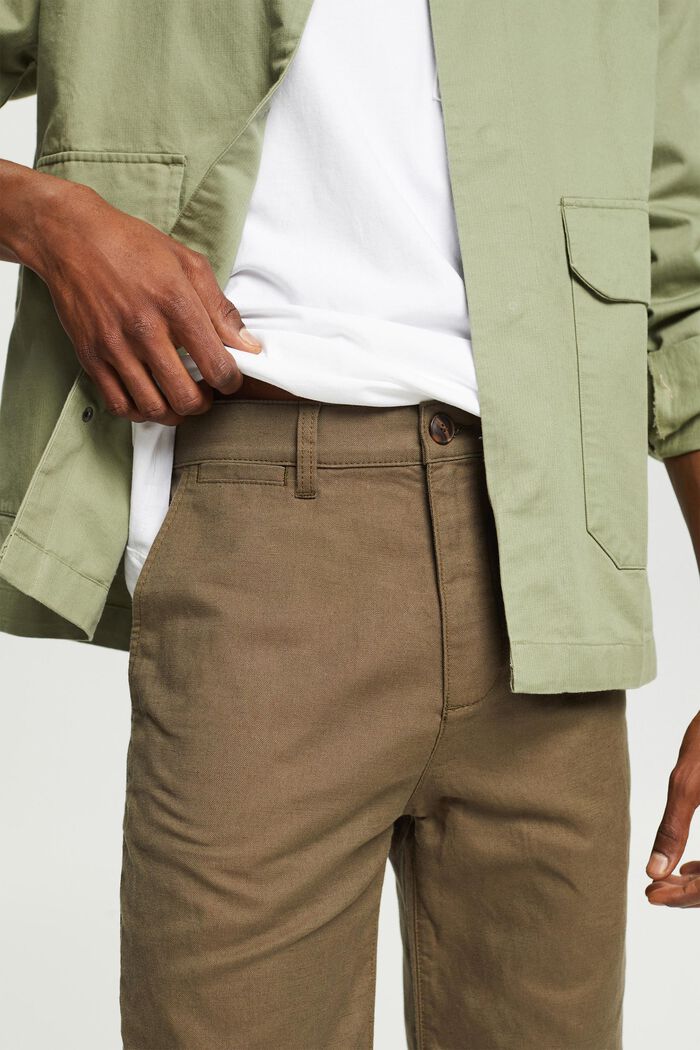 Pantalón corto en mezcla de lino, DUSTY GREEN, detail image number 0