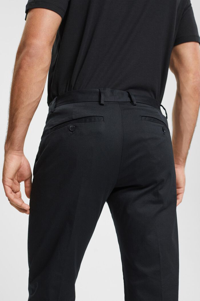 Pantalón chino elástico de algodón, BLACK, detail image number 4