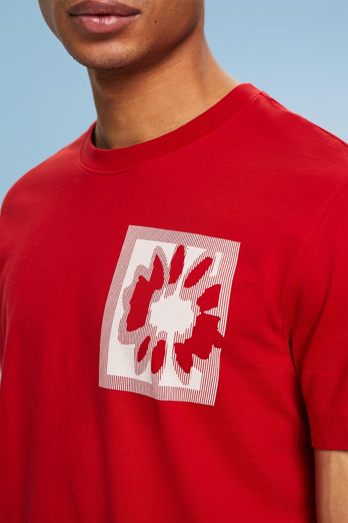 Camiseta con logotipo y estampado floral, DARK RED, detail image number 3