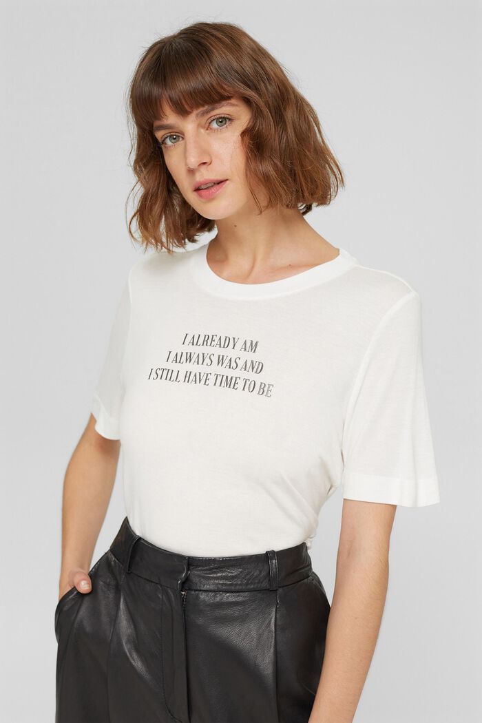 Camiseta con letras, LENZING™ ECOVERO™, OFF WHITE, detail image number 0
