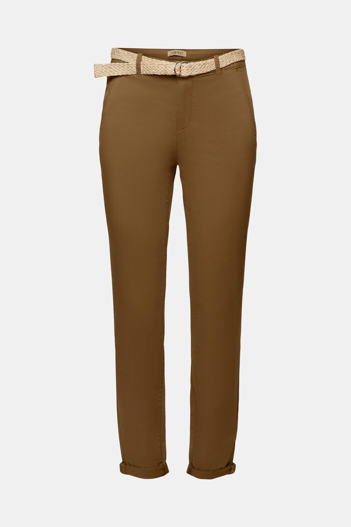 Pantalones chinos con cinturón, KHAKI GREEN, detail image number 7