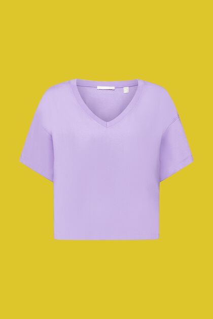 Camiseta de algodón con el cuello en pico
